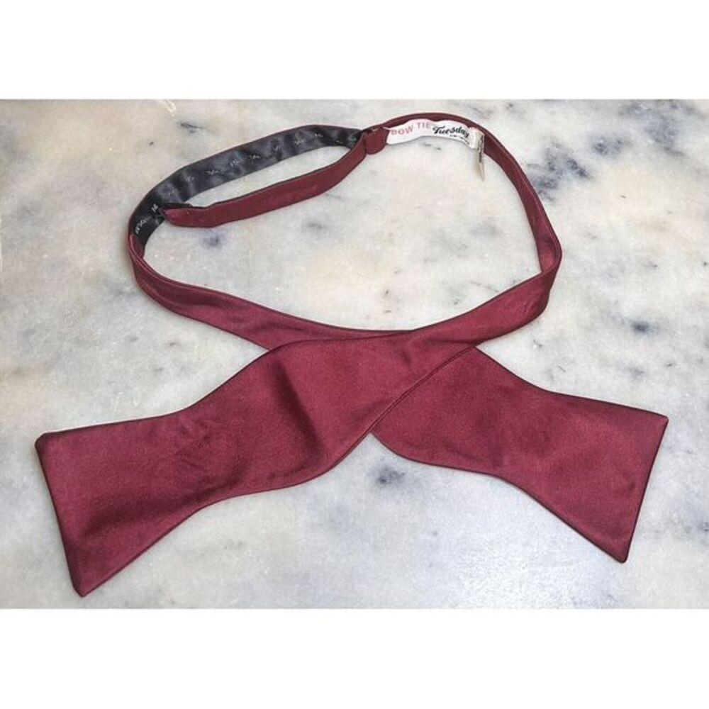 Bow Tie Tuesday Solid Maroon Adjustable Self Tie Bow Tie